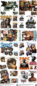 Music-Inspired Art mixed-style heat transfer design set on a 23.5 by 53 inch sheet