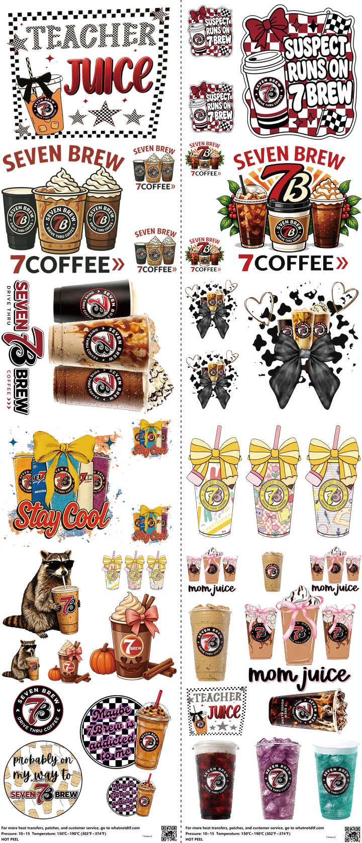 Food & Drink Style mixed-style heat transfer design set on a 23.5 by 53 inch sheet