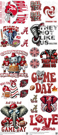 College Football mixed-style heat transfer design set on a 23.5 by 53 inch sheet