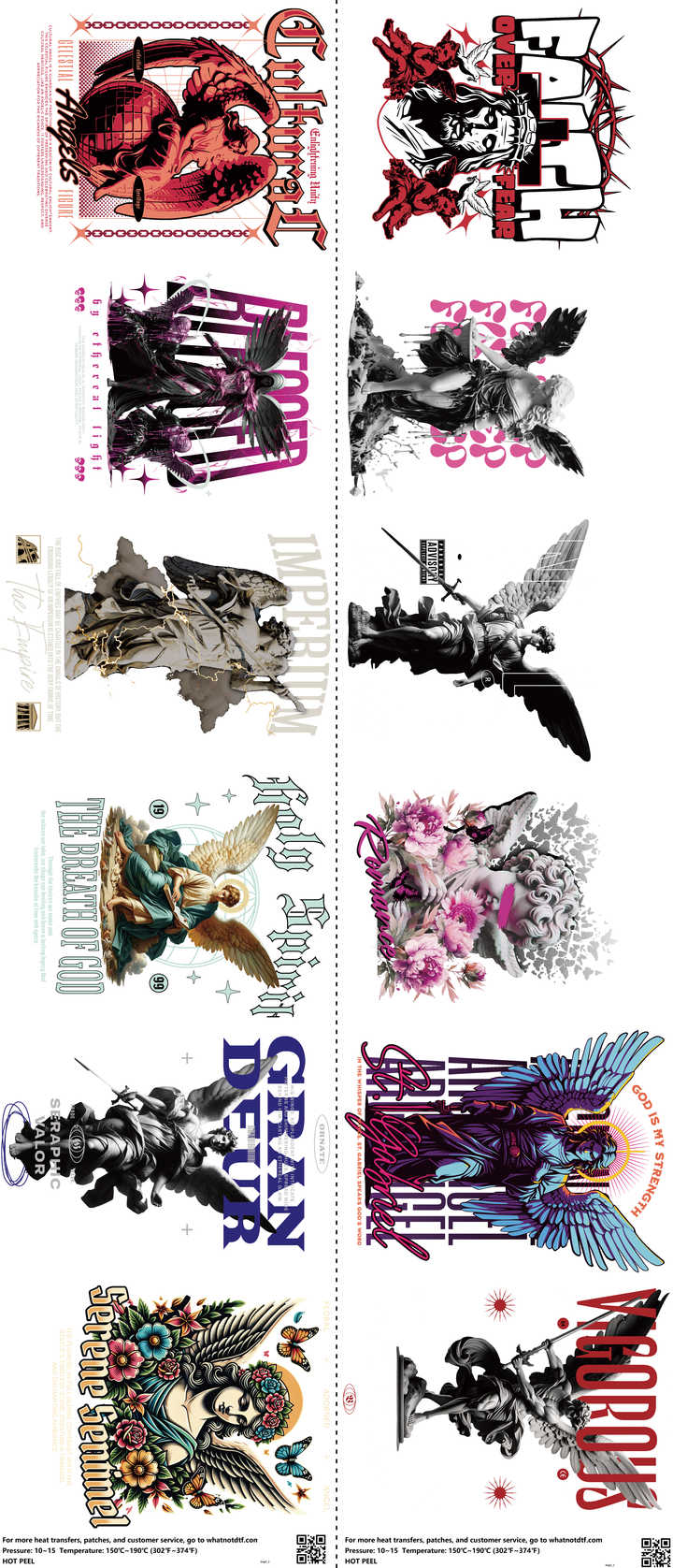 Angel mixed-style heat transfer design set on a 23.5 by 53 inch sheet