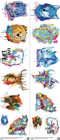 Animals mixed-style heat transfer design set on a 23.5 by 53 inch sheet