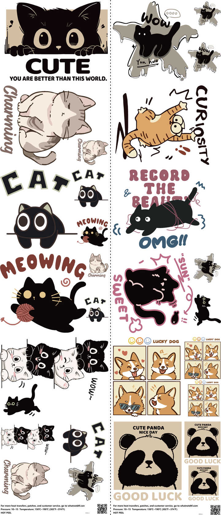 Animals mixed-style heat transfer design set on a 23.5 by 53 inch sheet