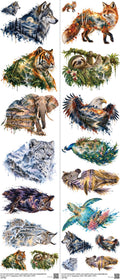 Animals Z1eljid mixed-style heat transfer design set on a 23.5 by 53 inch sheet