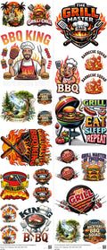 Barbecue H1 mixed-style heat transfer design set on a 23.5 by 53 inch sheet