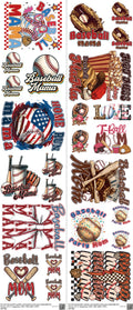 Baseball Mom mixed-style heat transfer design set on a 23.5 by 53 inch sheet