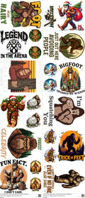 Bigfoot H2 mixed-style heat transfer design set on a 23.5 by 53 inch sheet