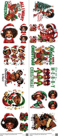 Black Christmas mixed-style heat transfer design set on a 23.5 by 53 inch sheet