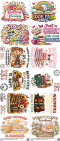 Books mixed-style heat transfer design set on a 23.5 by 53 inch sheet