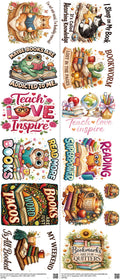 Books mixed-style heat transfer design set on a 23.5 by 53 inch sheet