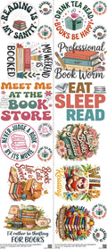 Books mixed-style heat transfer design set on a 23.5 by 53 inch sheet