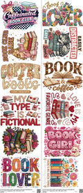 Books mixed-style heat transfer design set on a 23.5 by 53 inch sheet