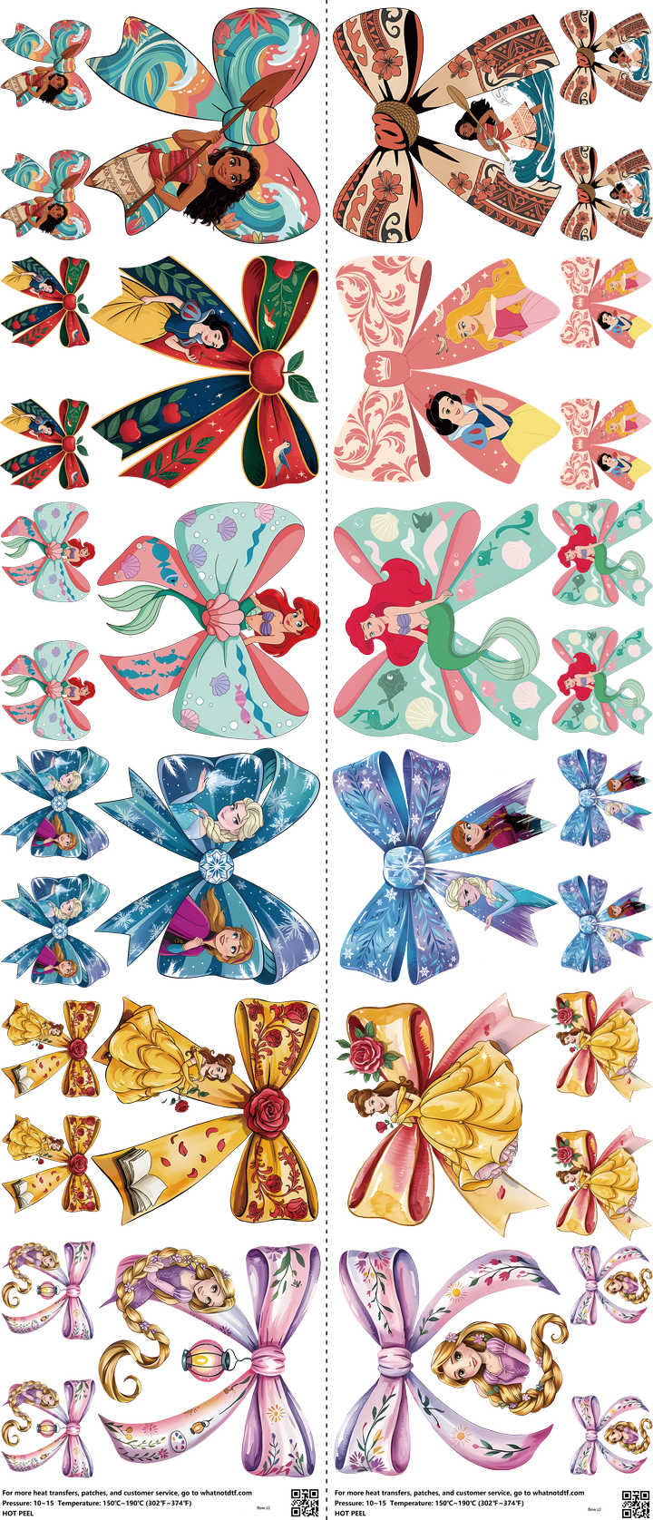 Bow mixed-style heat transfer design set on a 23.5 by 53 inch sheet