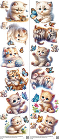 Cat mixed-style heat transfer design set on a 23.5 by 53 inch sheet