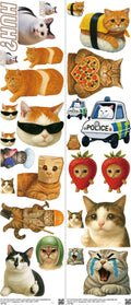 Cat mixed-style heat transfer design set on a 23.5 by 53 inch sheet