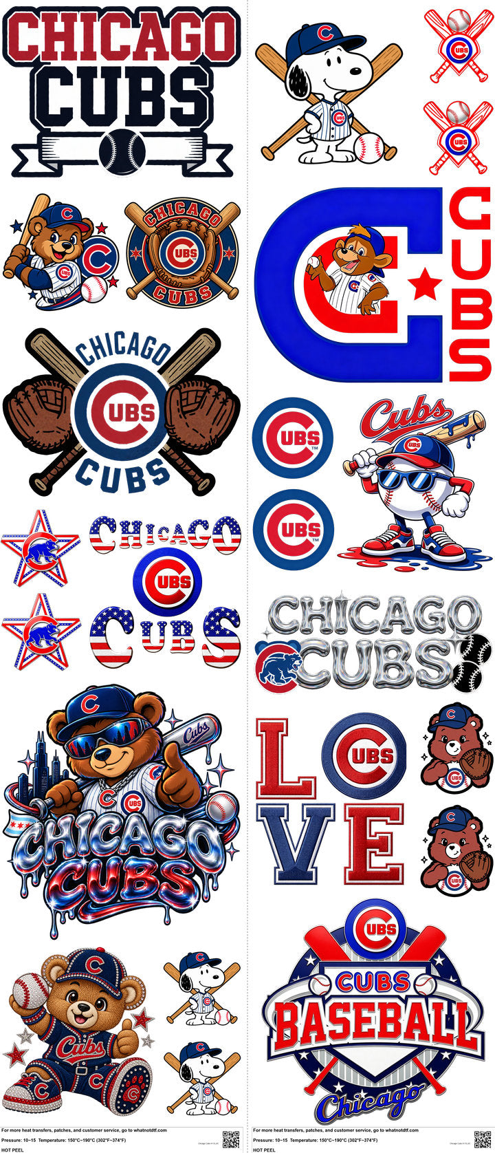 Baseball mixed-style heat transfer design set on a 23.5 by 53 inch sheet