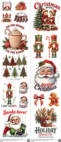 Christmas mixed-style heat transfer design set on a 23.5 by 53 inch sheet