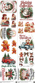 Christmas mixed-style heat transfer design set on a 23.5 by 53 inch sheet