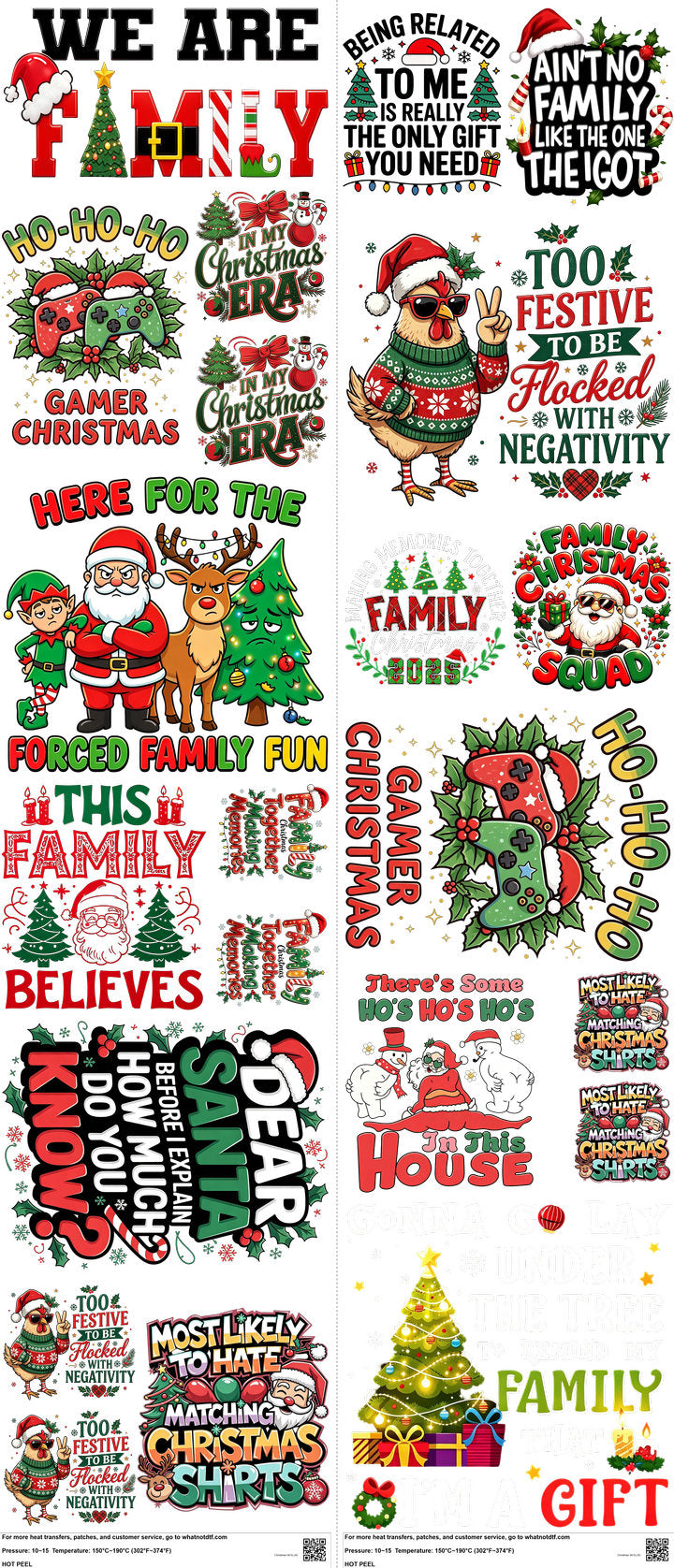 Christmas H9 mixed-style heat transfer design set on a 23.5 by 53 inch sheet