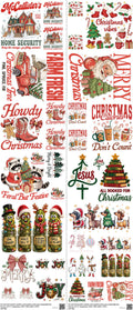 Christmas mixed-style heat transfer design set on a 23.5 by 53 inch sheet