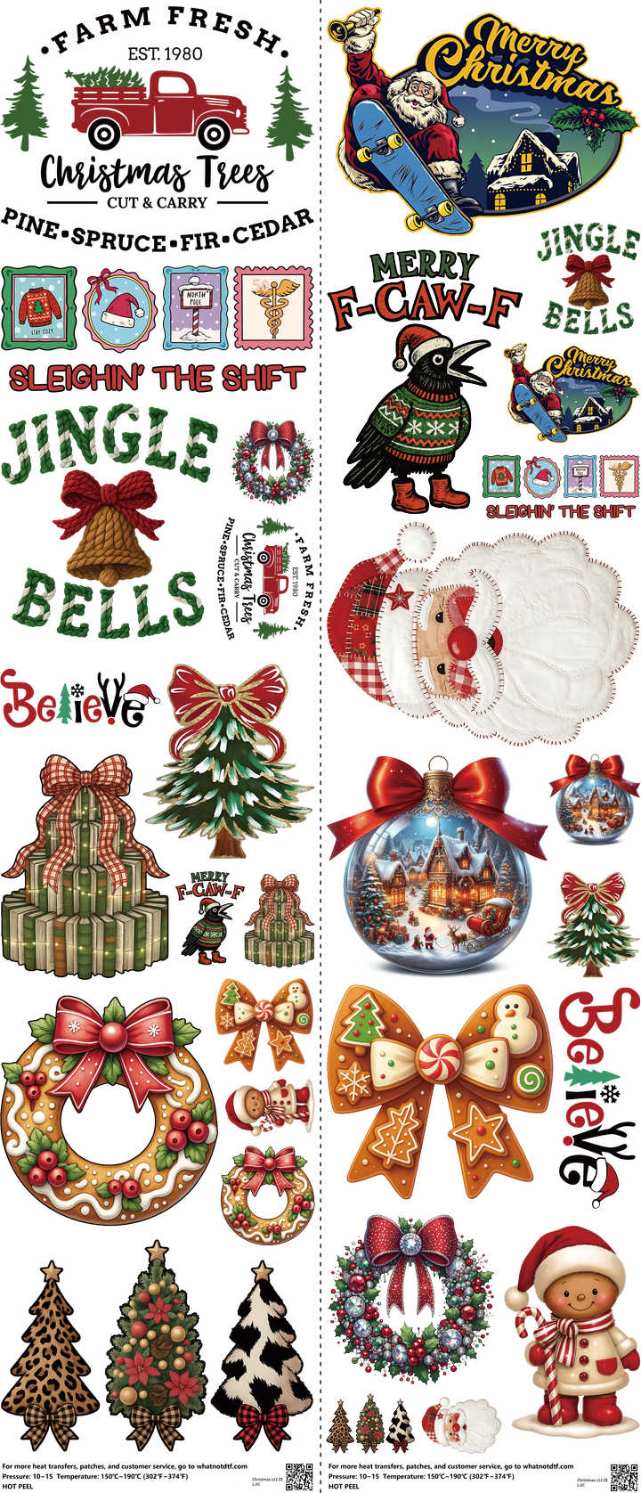 Christmas Z12 mixed-style heat transfer design set on a 23.5 by 53 inch sheet