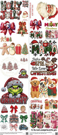 Christmas mixed-style heat transfer design set on a 23.5 by 53 inch sheet