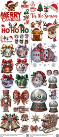 Christmas mixed-style heat transfer design set on a 23.5 by 53 inch sheet