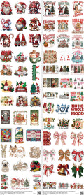 Christmas mixed-style heat transfer design set on a 23.5 by 53 inch sheet