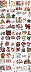 Christmas mixed-style heat transfer design set on a 23.5 by 53 inch sheet