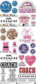 Coach mixed-style heat transfer design set on a 23.5 by 53 inch sheet