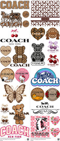 Coach H2 mixed-style heat transfer design set on a 23.5 by 53 inch sheet