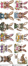 Crochet Bunny mixed-style heat transfer design set on a 23.5 by 53 inch sheet