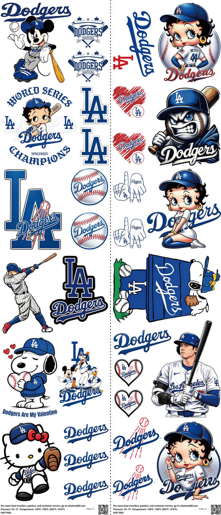 Baseball mixed-style heat transfer design set on a 23.5 by 53 inch sheet