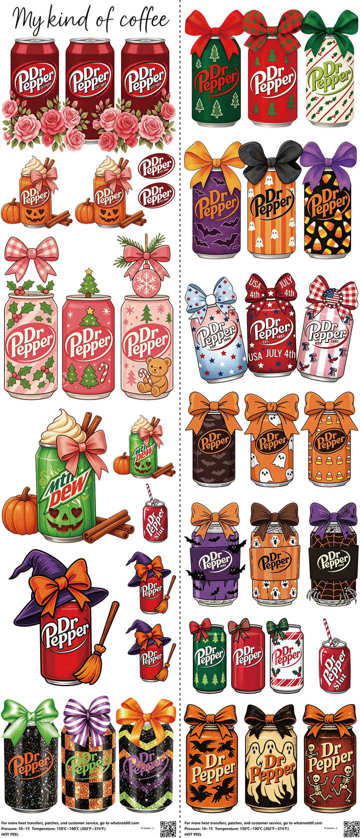 Food & Drink Style mixed-style heat transfer design set on a 23.5 by 53 inch sheet