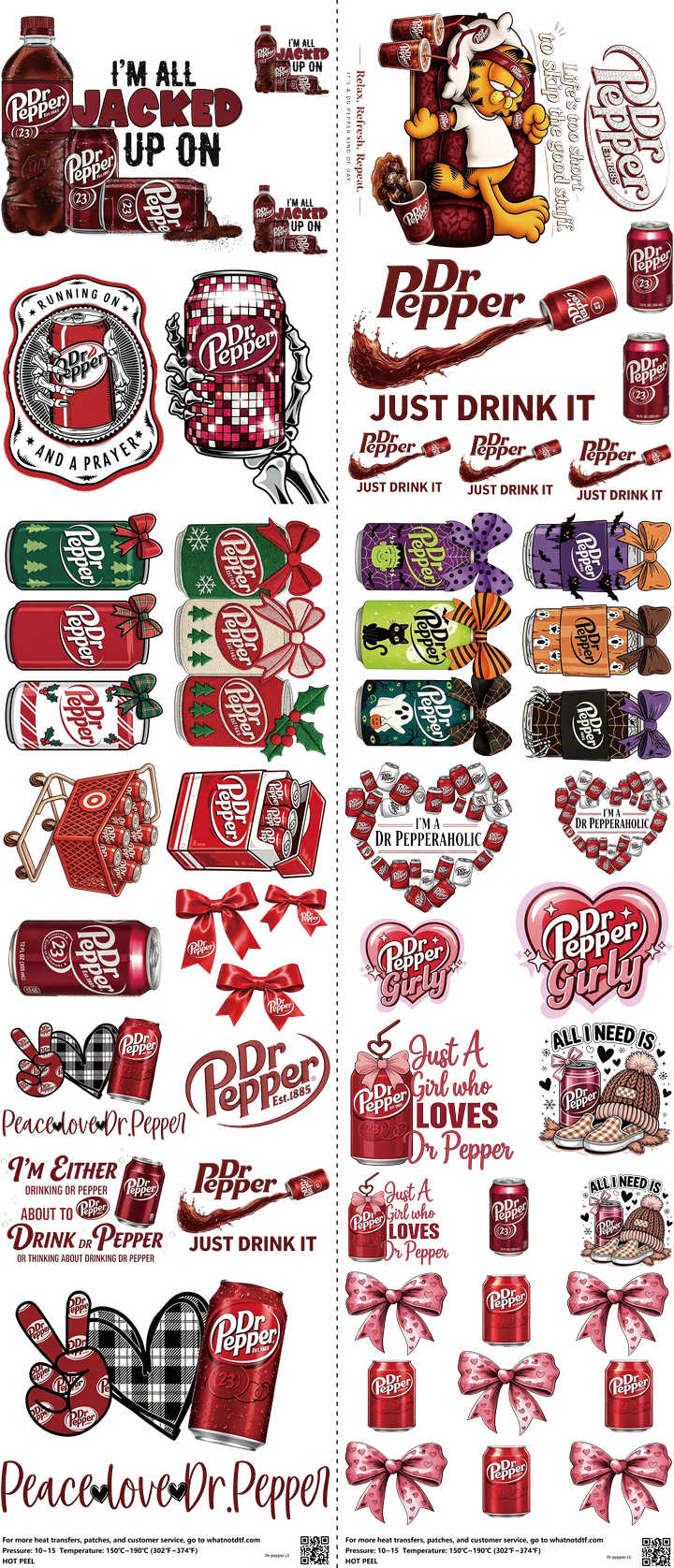 Food & Drink Style mixed-style heat transfer design set on a 23.5 by 53 inch sheet