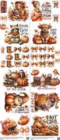 Fall mixed-style heat transfer design set on a 23.5 by 53 inch sheet
