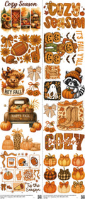 Fall mixed-style heat transfer design set on a 23.5 by 53 inch sheet