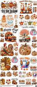 Fall mixed-style heat transfer design set on a 23.5 by 53 inch sheet
