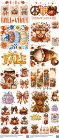 Fall mixed-style heat transfer design set on a 23.5 by 53 inch sheet