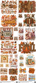 Fall Z8 mixed-style heat transfer design set on a 23.5 by 53 inch sheet