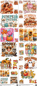 Fall Z9 mixed-style heat transfer design set on a 23.5 by 53 inch sheet