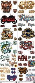 Father mixed-style heat transfer design set on a 23.5 by 53 inch sheet