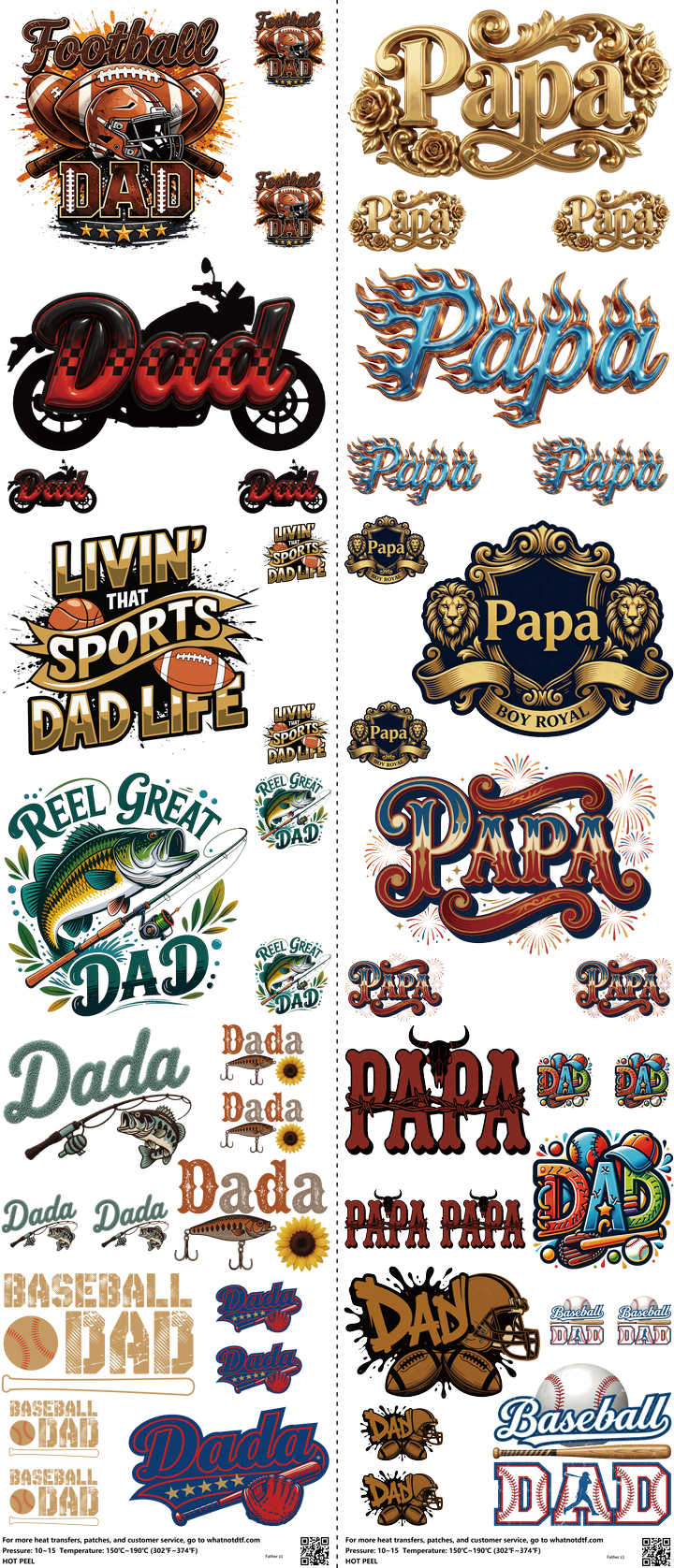 Father mixed-style heat transfer design set on a 23.5 by 53 inch sheet