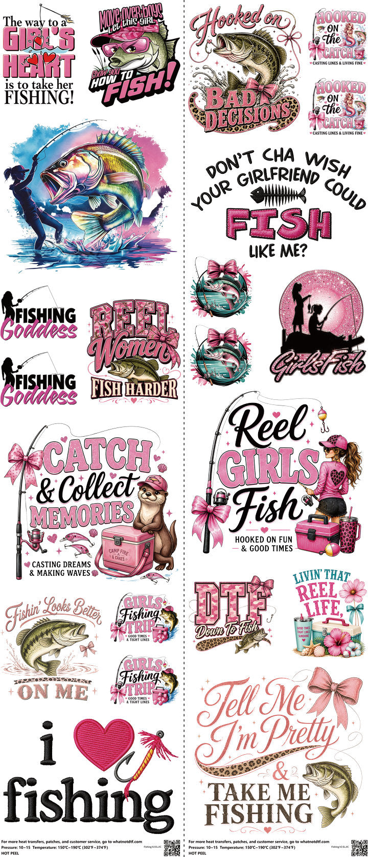 Fishing H3 mixed-style heat transfer design set on a 23.5 by 53 inch sheet