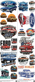 Automotive Style mixed-style heat transfer design set on a 23.5 by 53 inch sheet