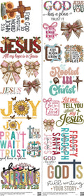 GOD mixed-style heat transfer design set on a 23.5 by 53 inch sheet