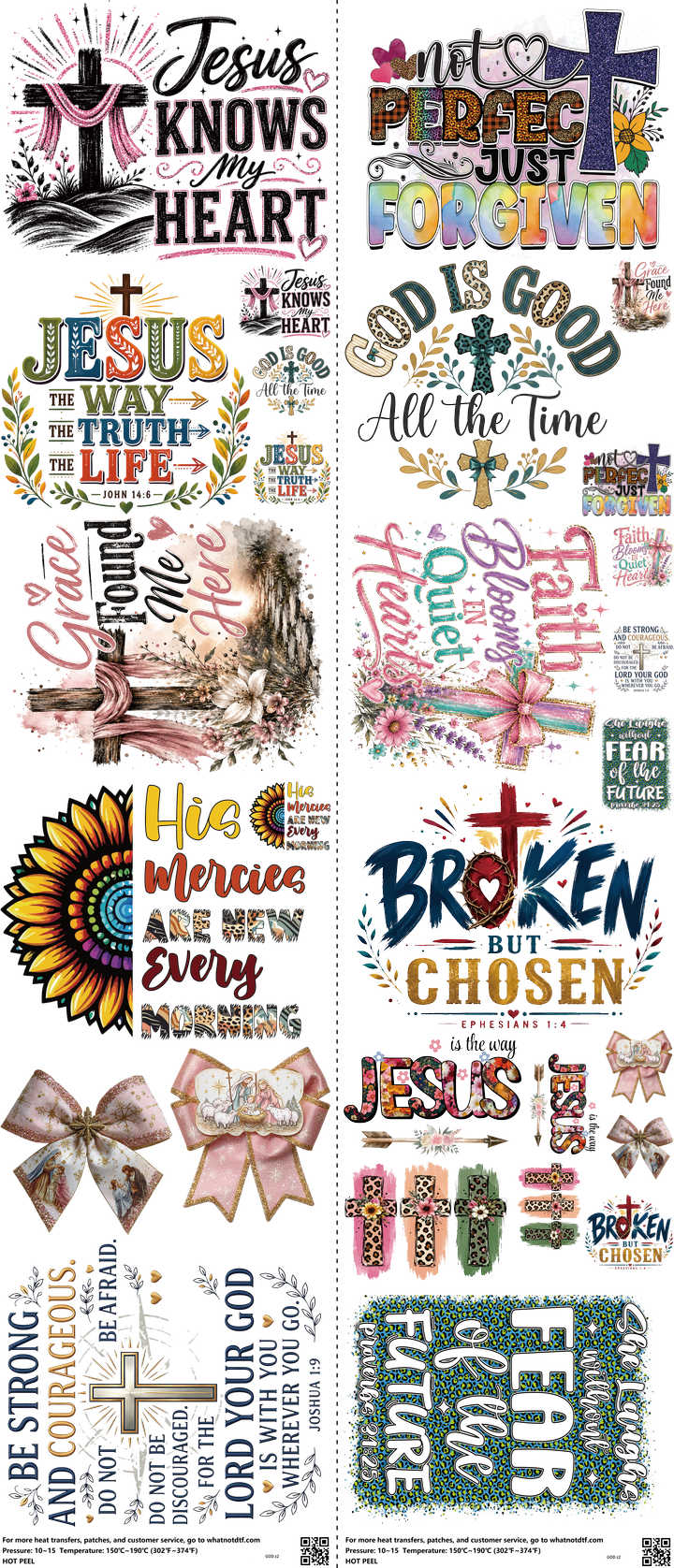 GOD mixed-style heat transfer design set on a 23.5 by 53 inch sheet