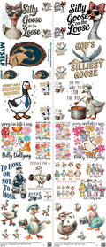 Goose mixed-style heat transfer design set on a 23.5 by 53 inch sheet
