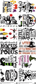 Halloween mixed-style heat transfer design set on a 23.5 by 53 inch sheet