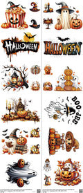 Halloween mixed-style heat transfer design set on a 23.5 by 53 inch sheet