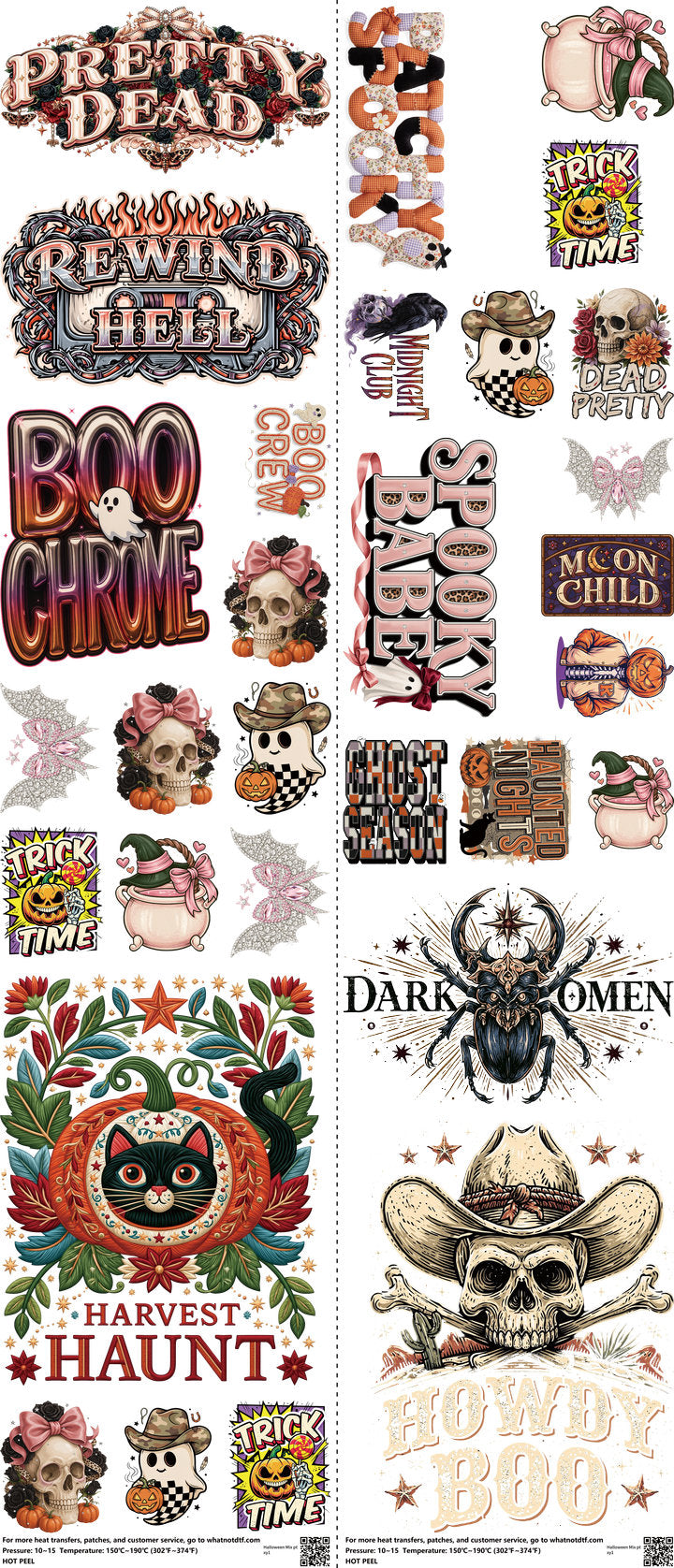 Halloween Mix Ptxy1 mixed-style heat transfer design set on a 23.5 by 53 inch sheet